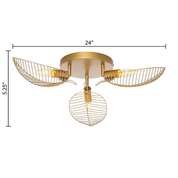 River of Goods Malachi Gold Metal Triple Leaf Shade 24-Inch Ceiling Light - 24" x 24" x 5.25"