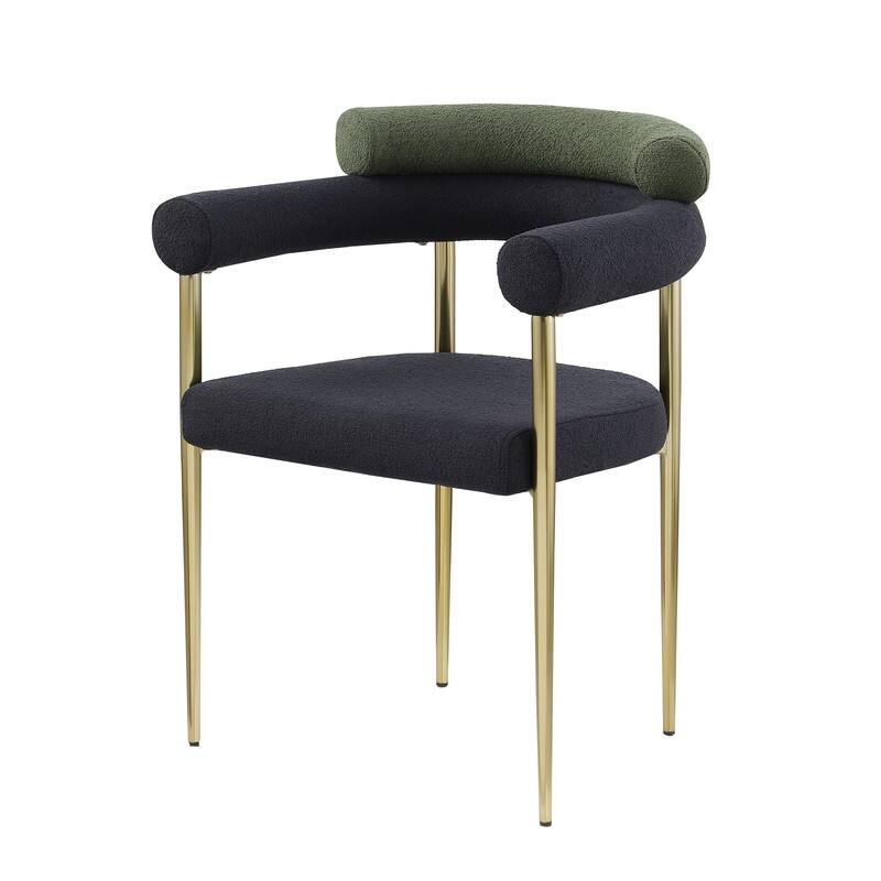Mid-Century Modern Upholstered Dining Chairs with Metal Legs Set of 2
