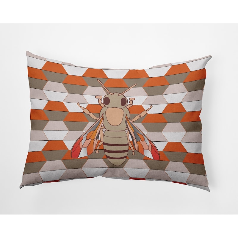 Bee and Comb Indoor/Outdoor Throw Pillow - Doe - 14" x 20"