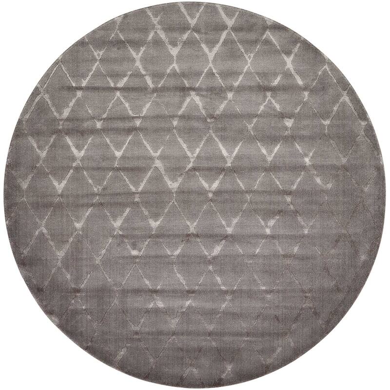 Nourison Twilight Contemporary Geometric Trellis Area Rug - 8' Round - Grey - Rectangle