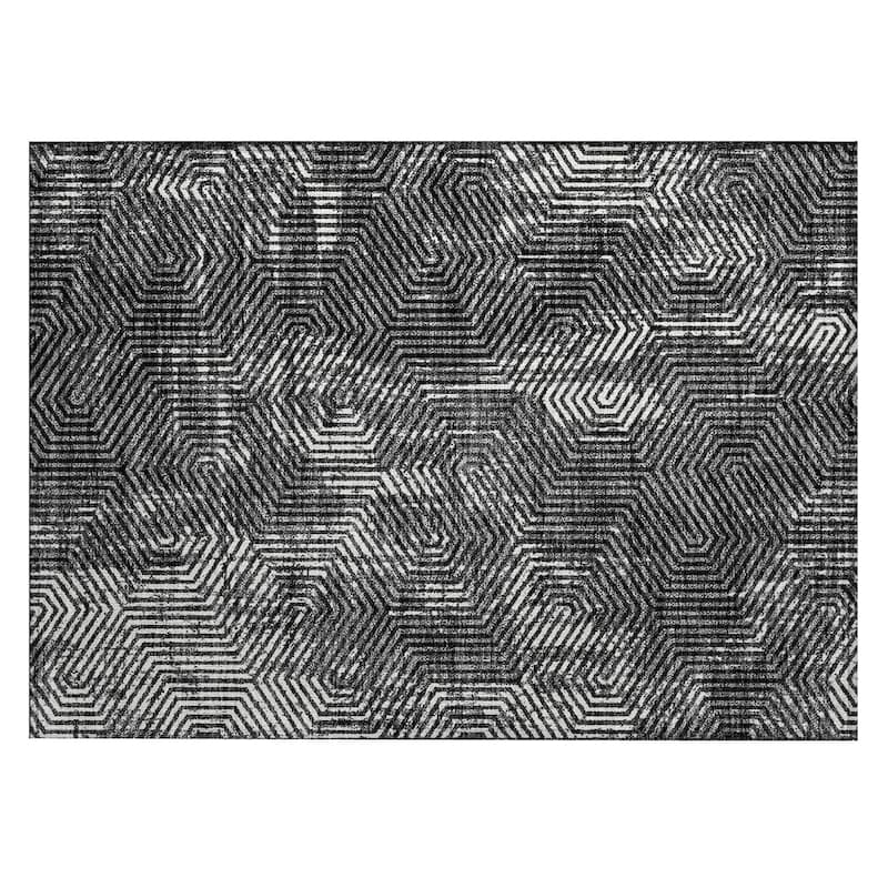 Machine Washable Indoor/ Outdoor Chantille Contemporary Maze Rug
