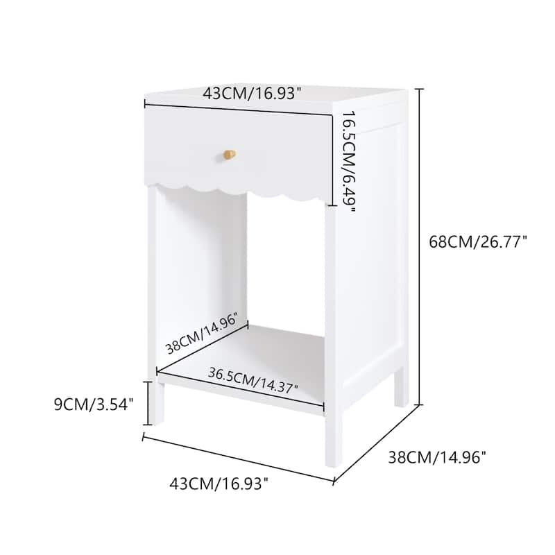 Modern Coffee Table Sofa Side Table with Open Shelf, Lamp Table Accent Table Storage Cabinet with Drawer