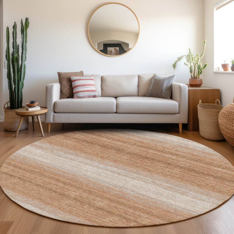 Machine Washable Indoor/ Outdoor Ombre Stripe Chantille Rug - Copper - 8' x 8'