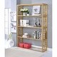 preview thumbnail 1 of 4, Blanrio Rectangular Bookshelf with 4 Open Compartments (5 Shelves) in Gold & Clear Glass