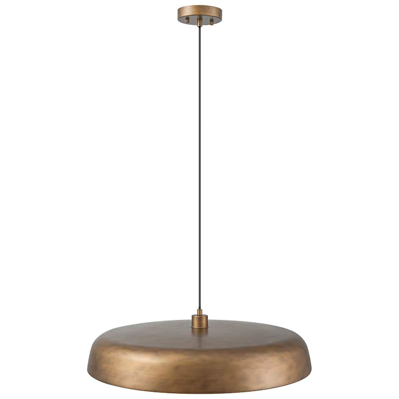 1-Light Modern Vintage Brown Dome Pendant Light for Kitchen Island - 23.6 in. W x 6.3 in. H