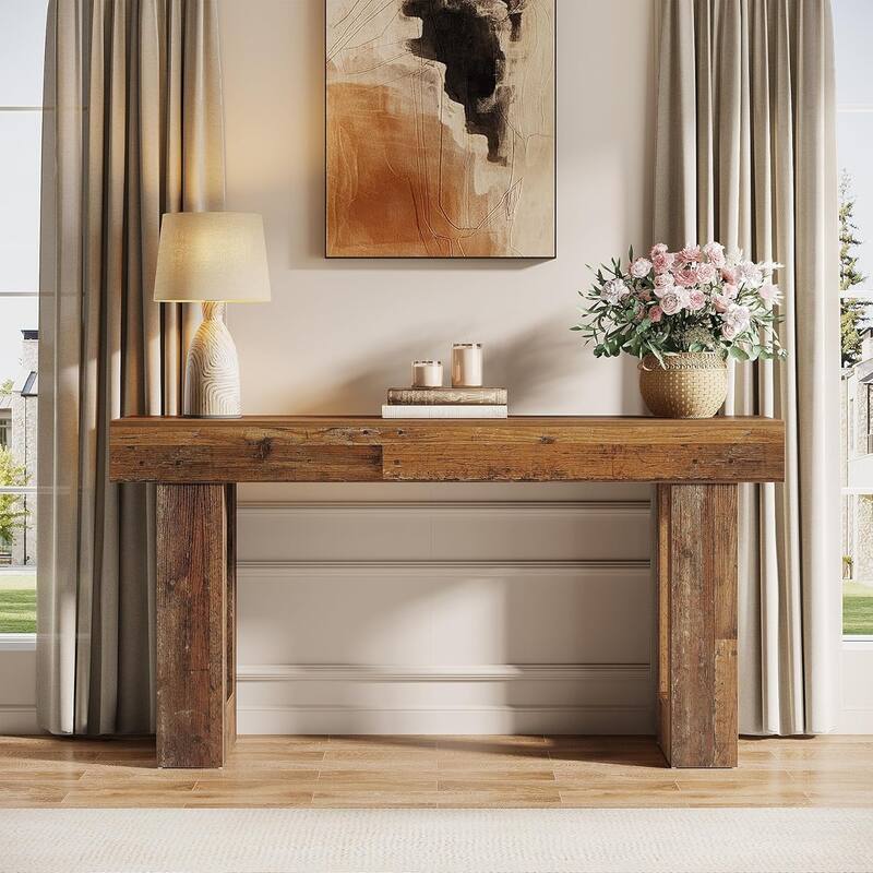 63" Wooden Console Table, Rectangular Sofa Table for Behind Couch, Entryway, HallwayLiving Room