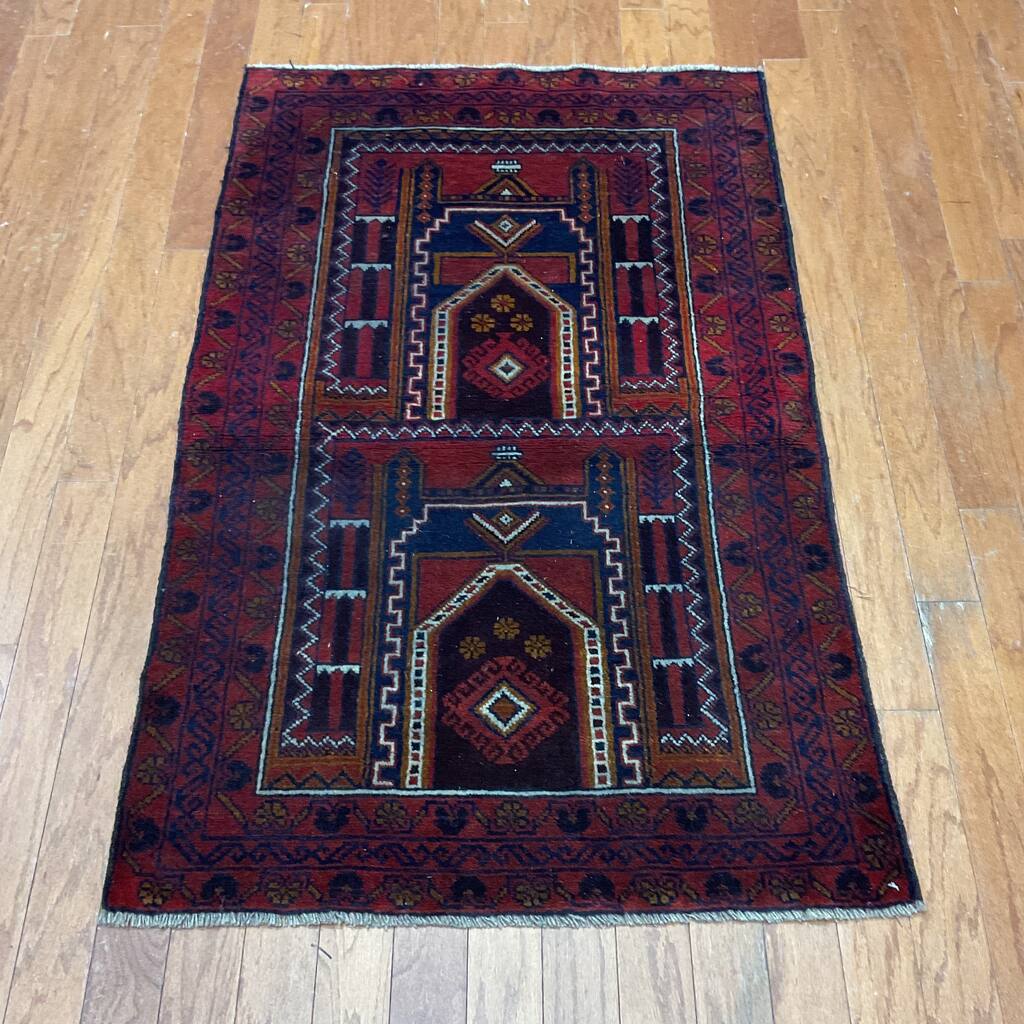 HERAT ORIENTAL Handmade One-of-a-Kind Balouchi Wool Rug - 2'9 x 4'6