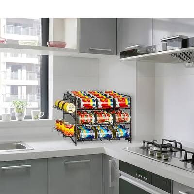 3 Tier Metal Can Rack Freestanding Stackable Can Storage