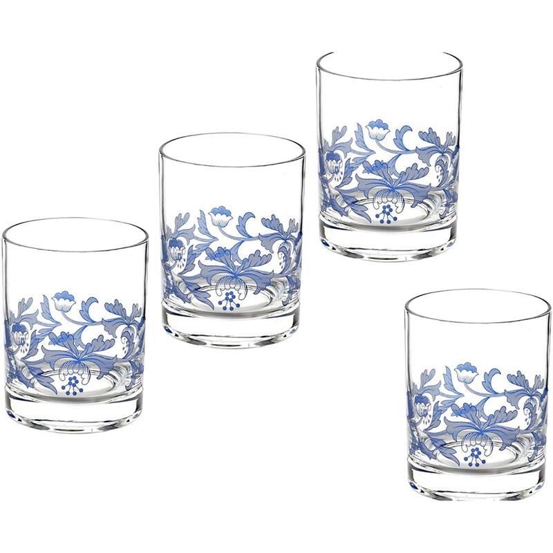 Spode Blue Italian Set of 4 Double Old Fashioned Glasses - 14 oz