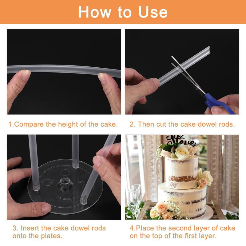 10Pcs Cake Separator Plates 9.4 inch Cakes Dowel Rods Clear for 8 inch Cake - White - 9.4 inch