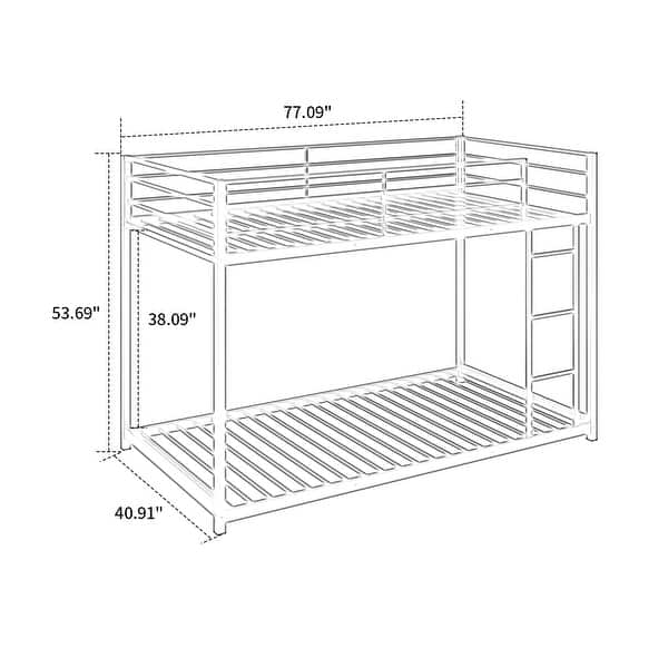 dimension image slide 1 of 4, Modern Minimalist Metal Low Bunk Bed