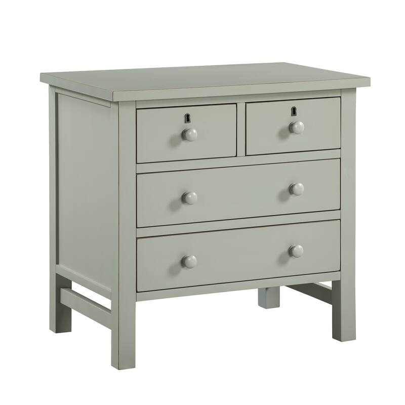 4- Drawer Nightstand with Dovetail Construction and Wooden Knobs