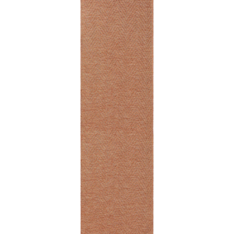 TOWN & COUNTRY BASICS Pax Herringbone Textured Solid Machine Washable Area Rug Rust