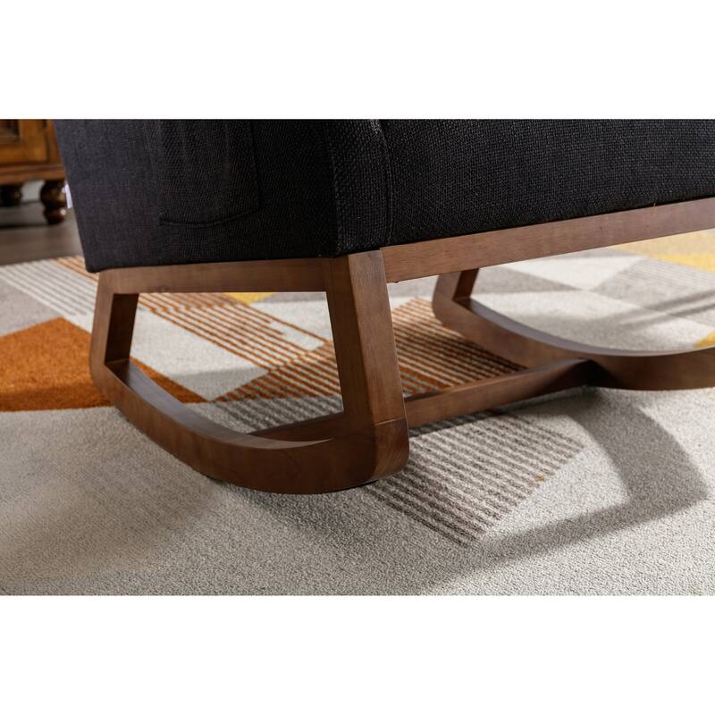 GDFStudio - Amelia Linen Upholstered Rocking Chair with Spacious Seat and Tall Back Design