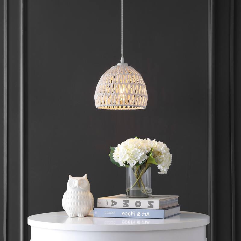 Jigu 1-Light Woven Rattan/Iron LED Pendant, by JONATHAN Y