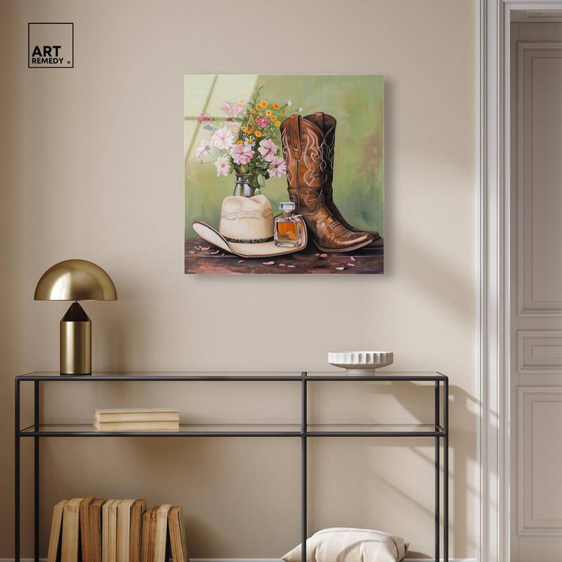 Spring Green Cowboy Necessities Acrylic by Art Remedy, Ready to Hang