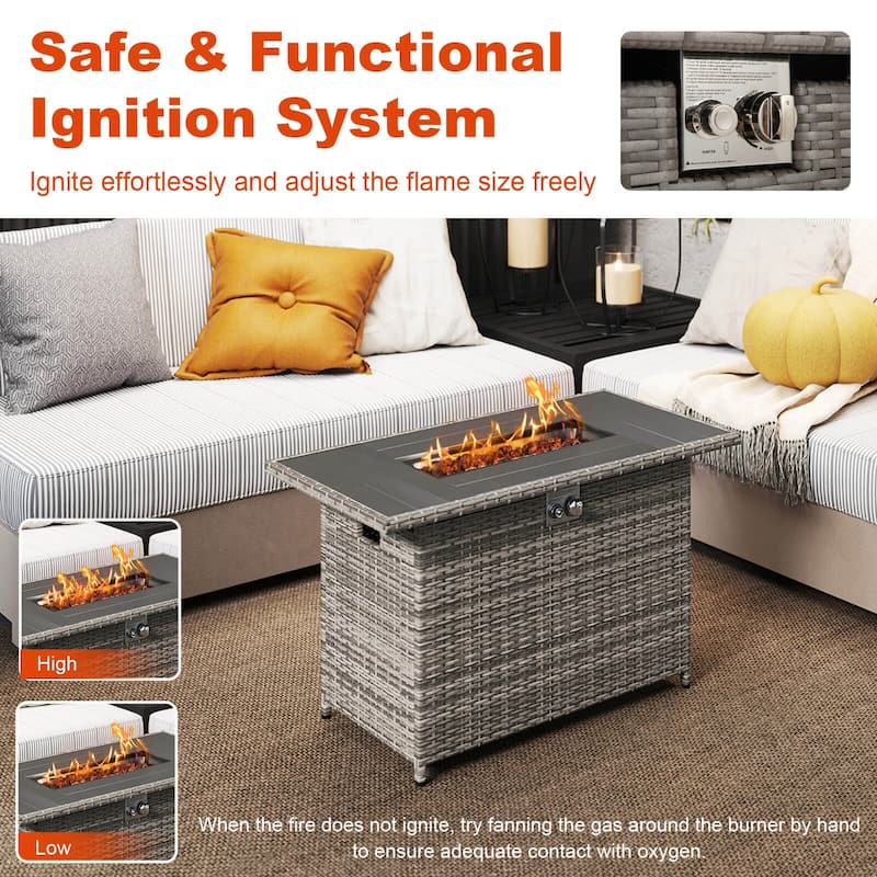 Costway 44.5" Propane Fire Pit Table with Metal Slatted Tabletop & - See Details