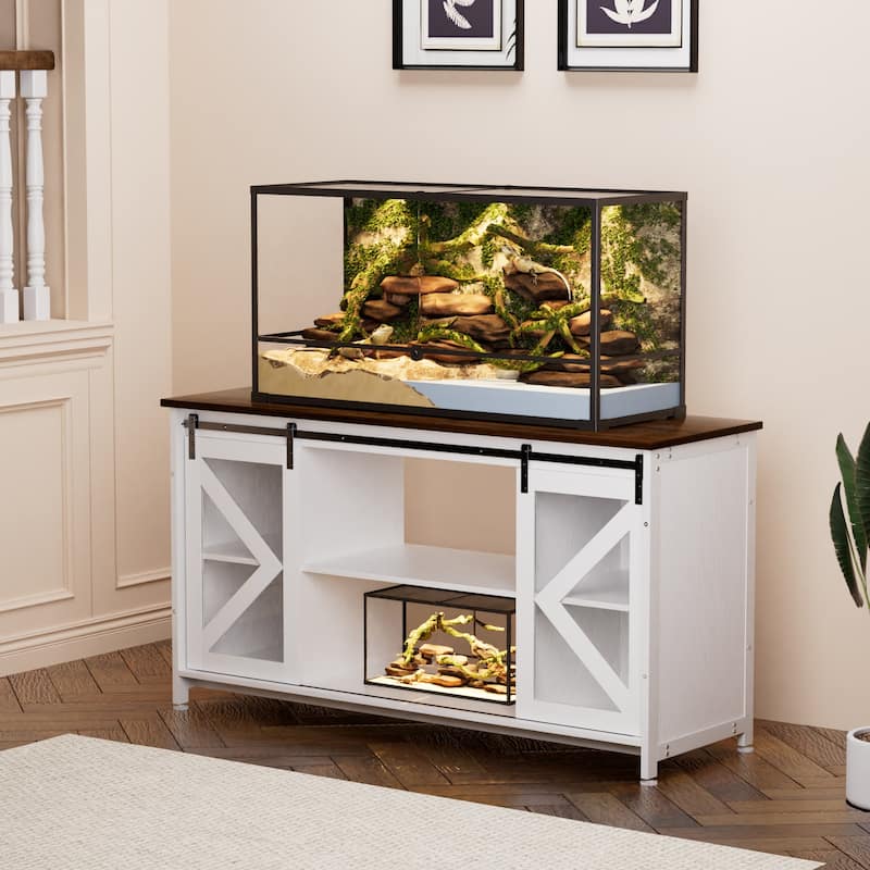 Anmytek 80 Gallon Heavy Duty Metal Aquarium Stand with Cabinet for Fish Tank Accessories Storage