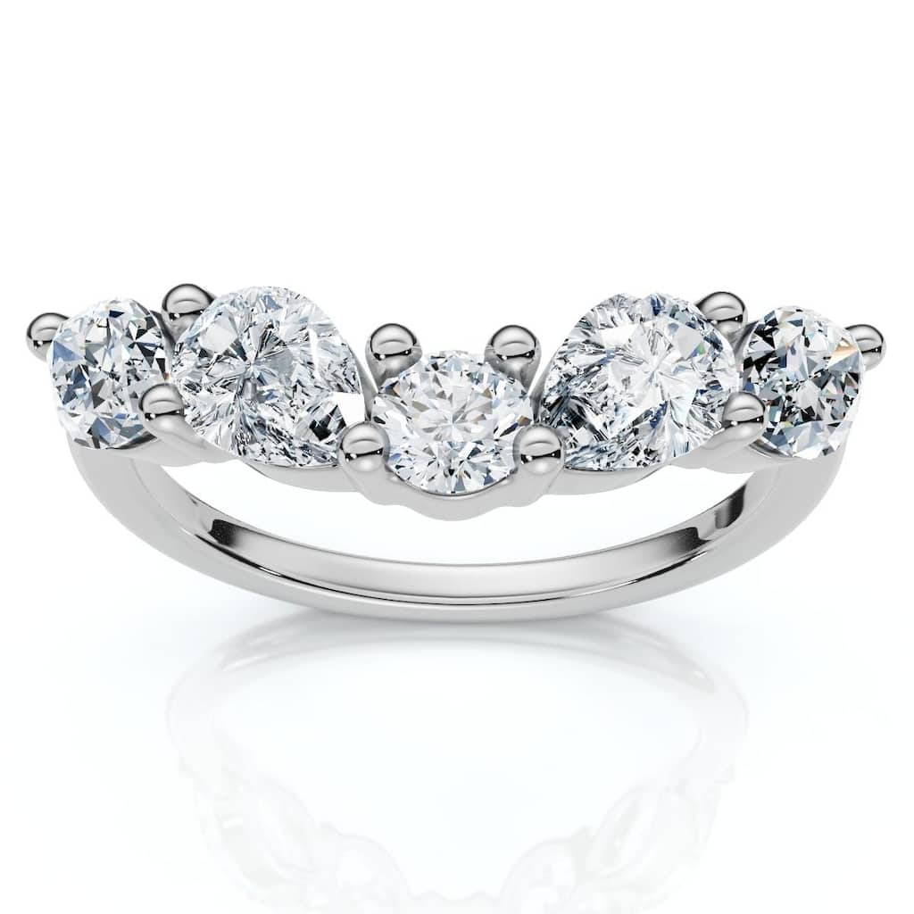 Bliss Diamond 1Ct Contoured Diamond Wedding Ring Guard Band Gold or Platinum Lab Grown