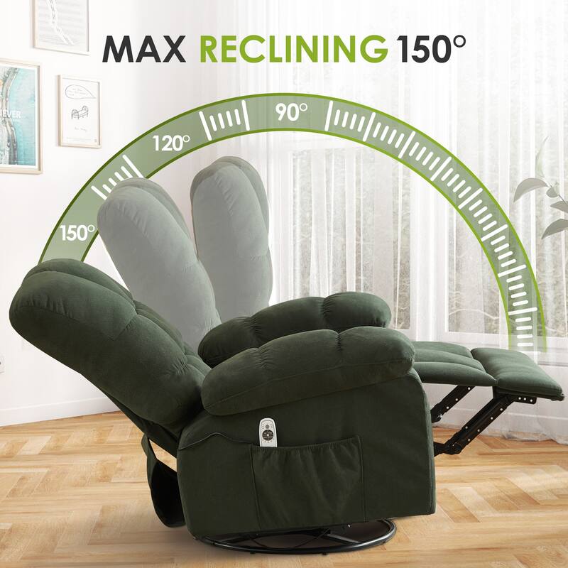 Massage Recliner Chair with Vibration and Lumbar Heating 350LB Capacity Swivel Rocker