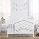 preview thumbnail 1 of 4, Boho Bohemian Boy Girl 4pc Nursery Crib Bedding Set - Grey White Farmhouse Shabby Chic Modern Gray Tufted Fringe Neutral Unisex