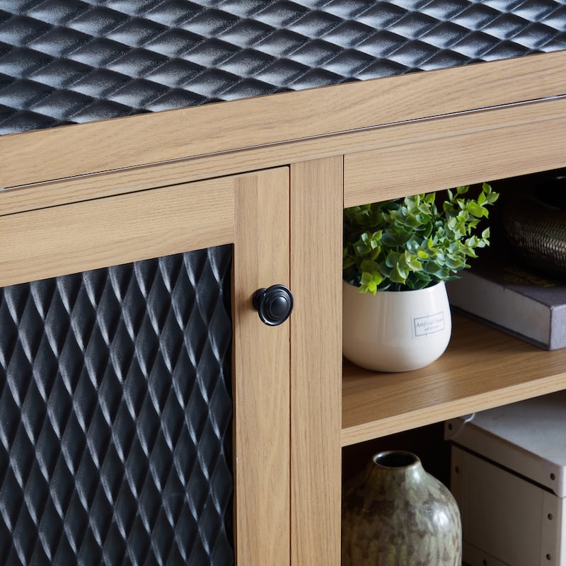 Embossed Pattern TV Stand for TVs Up to 65", Fireplace TV Stand with Storage Cabinet