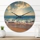 preview thumbnail 1 of 7, Designart 'Sea Sunset' Oversized Coastal Wall CLock