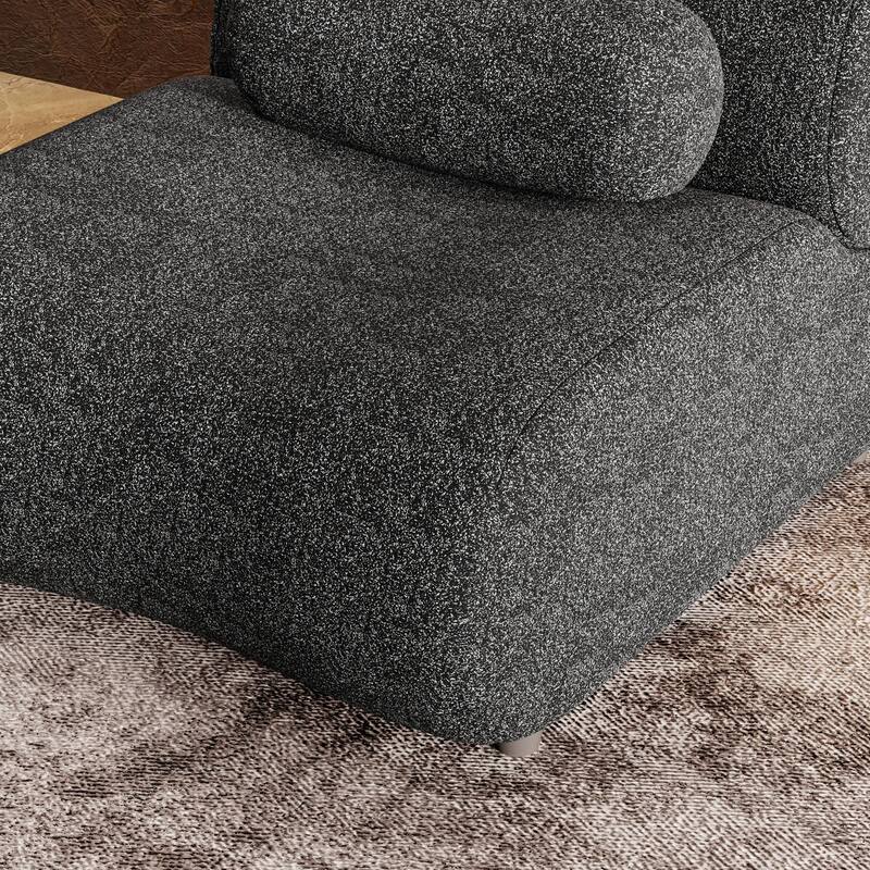 Modern Armless Lounge Sofa with 70° Reclined Backrest and Cylindrical Pillows for Living Room and Guest Room