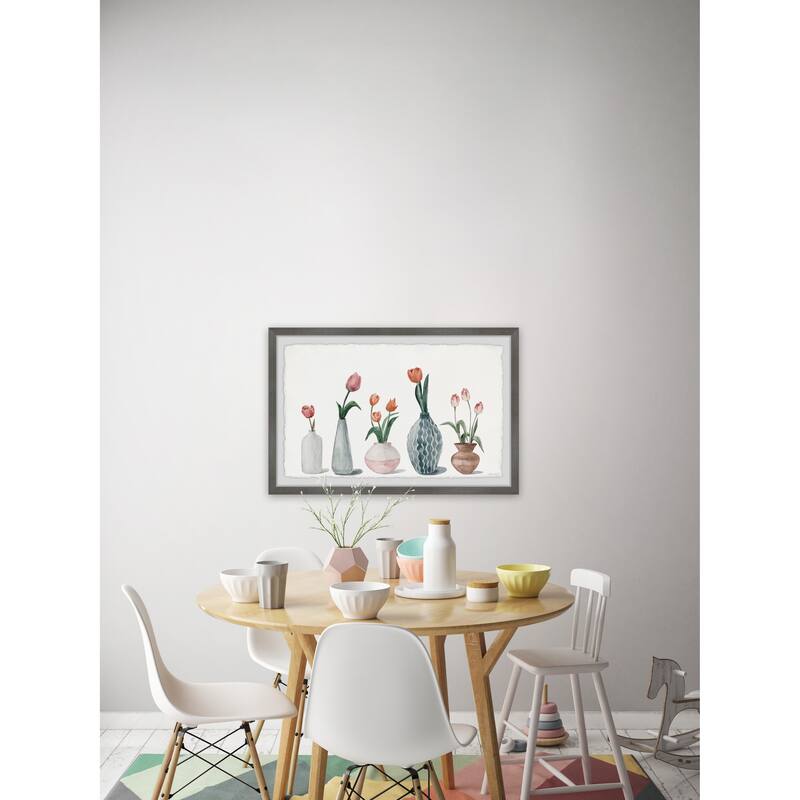 'Bottled Tulips' Framed Painting Print Bed Bath & Beyond 36082146