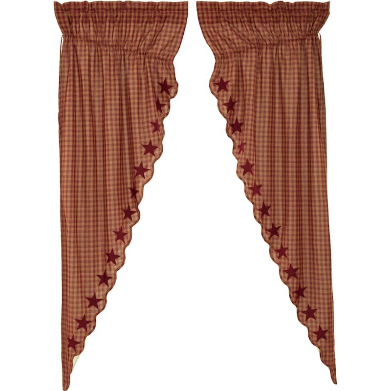 Burgundy Star Scalloped Prairie Long Panel Set of 2 84x36x18 - Prairie Panel 84x36