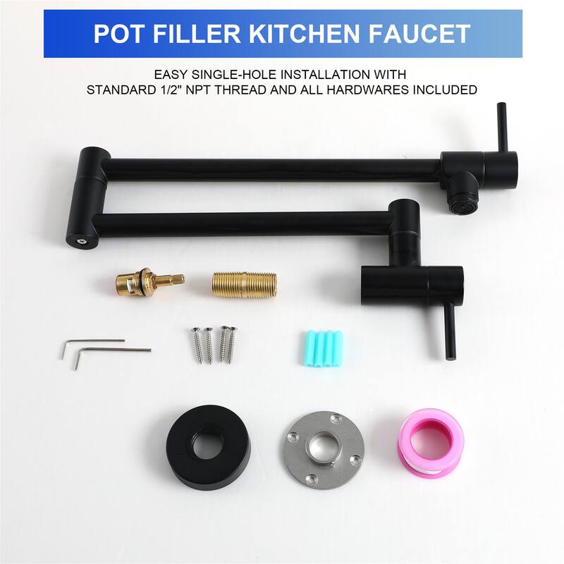 Pot Filler Kitchen Faucet Folding Stretchable with Single Hole Two Handles