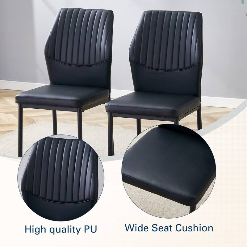 Set of 4 Vertical Stripe Design Dining Chair with Metal Leg Armless Chair Accent Chair Armless Chair for Dining Room