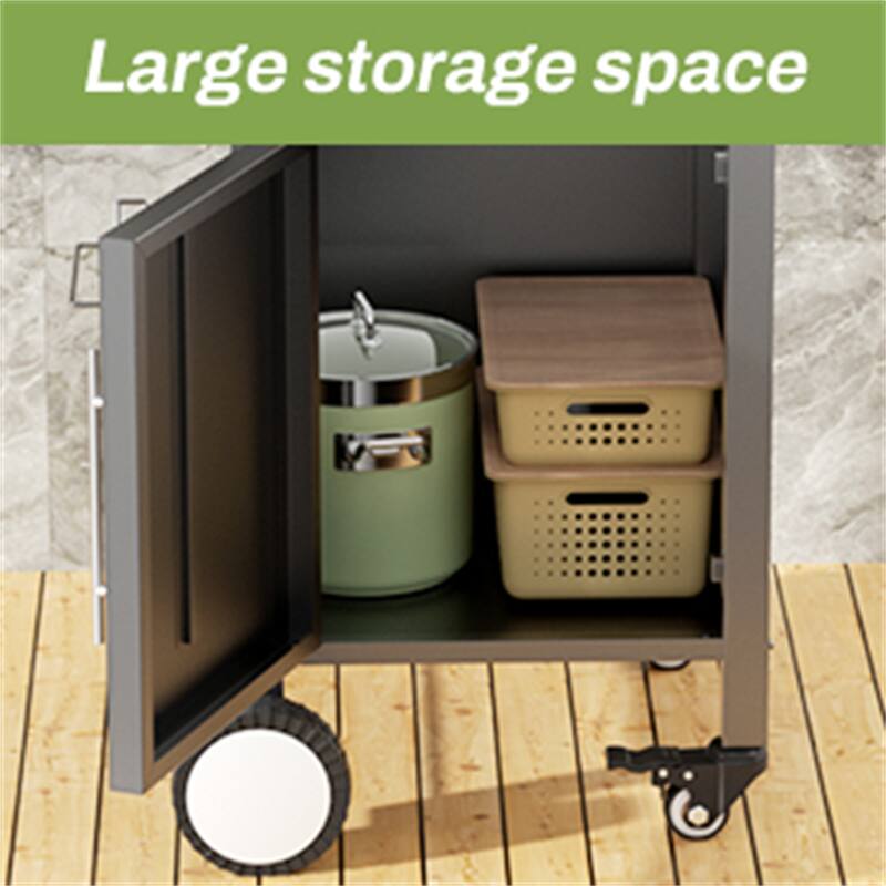 Rolling Outdoor BBQ Grill Cart with Storage