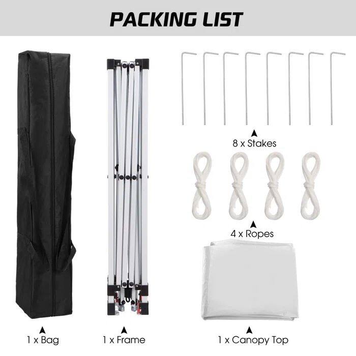 Vrakae 10'x 10' Outdoor Pop Up Canopy Tent with Carry Bag - N/A
