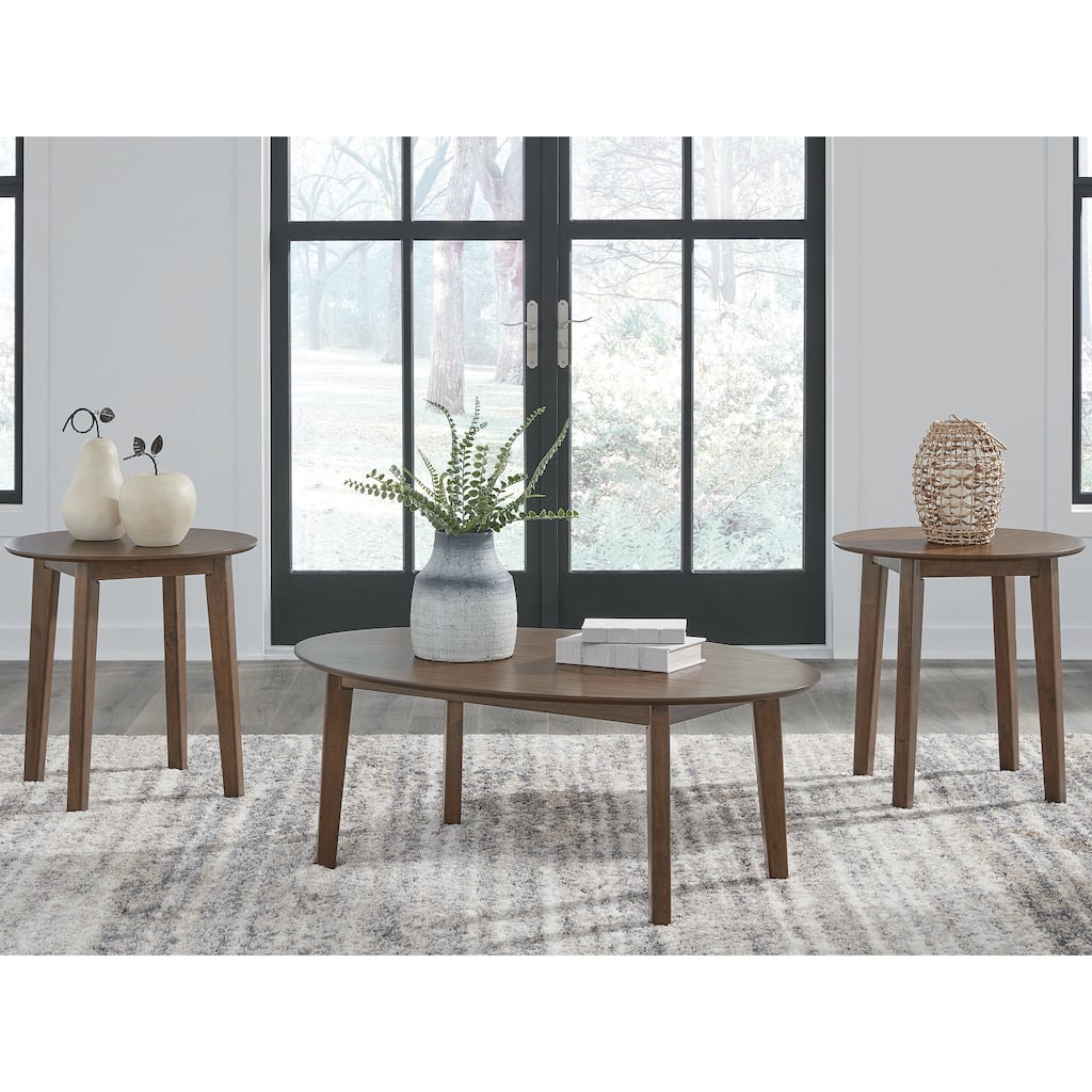 Signature Design by Ashley Gordonay Brown Table (Set of 3) - 48"W x 32"D x 18"H