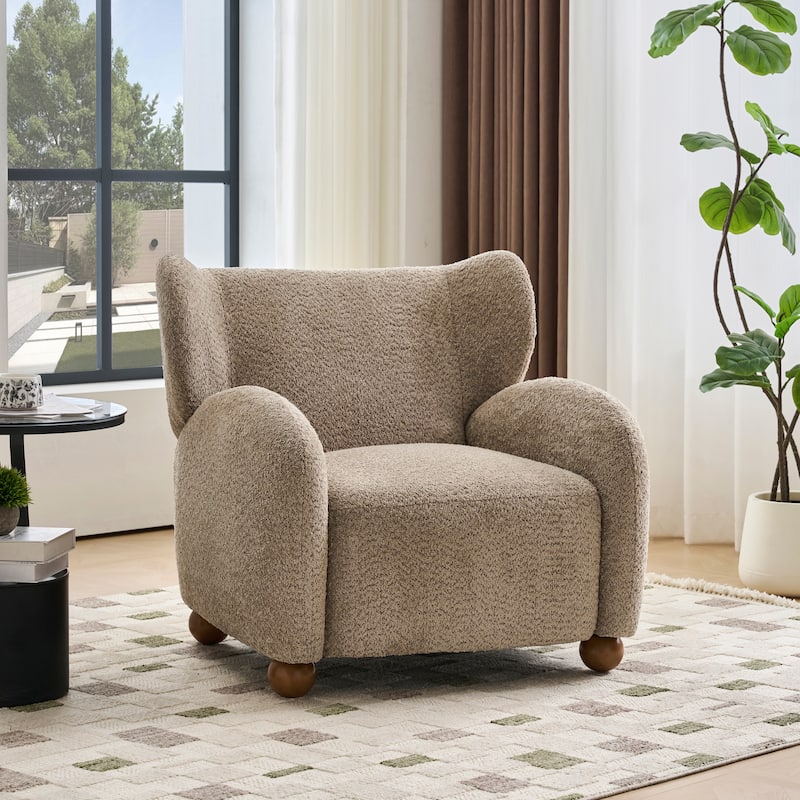 Christopher Knight Home - Wingback Modern Upholstered Club Chair with Wooden Legs