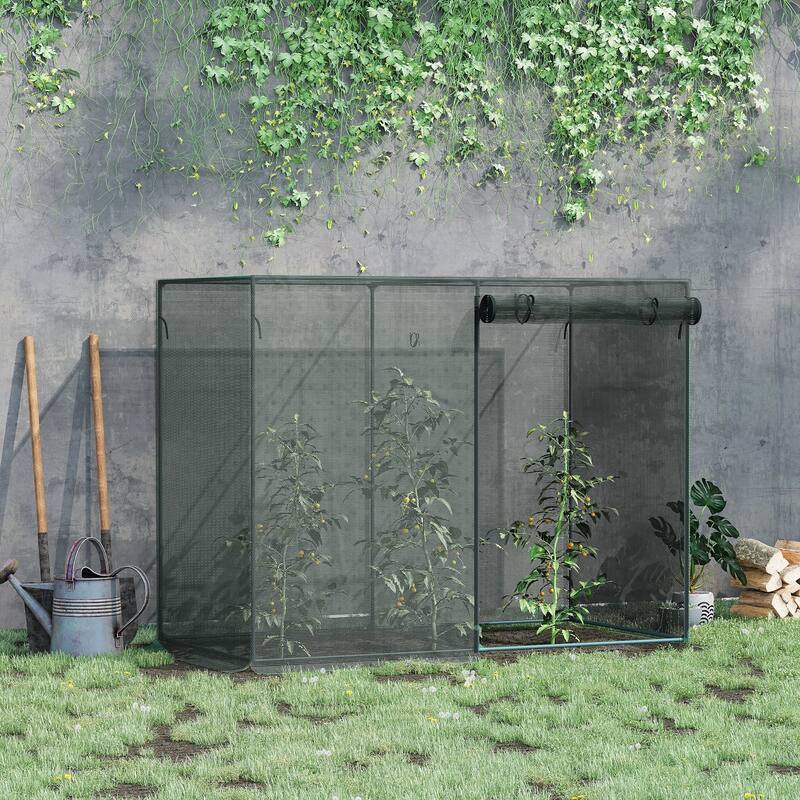Outsunny 6 x 3ft Tall Crop Cage, Plant Protection Tent, with Two Zippered Doors, Storage Bag and 6 Ground Stakes