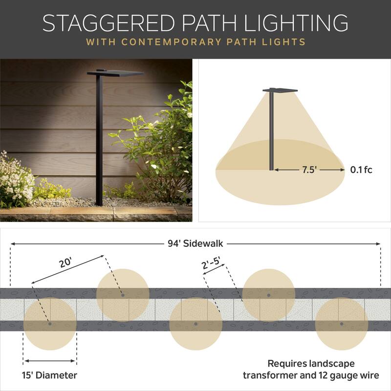 Kichler Lighting Two Arm Contemporary Path Light in Black Brass - 22