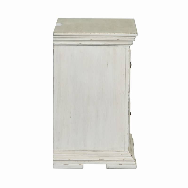 Big Valley Whitestone Distressed 2 Drawer Night Stand Charging Station