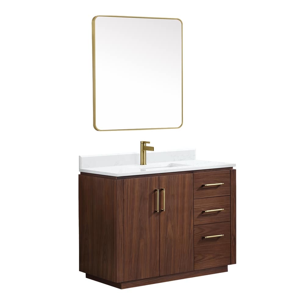 San Single Bath Vanity with Composite Stone Top and Mirror