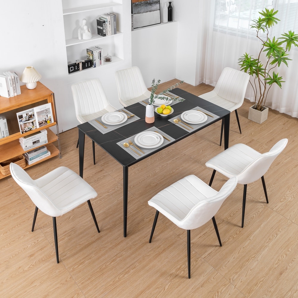 XINMICS Mid-century Modern Dining Chairs, Velvet Upholstered Metal Side Chair, Set of 2/4/6