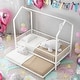 preview thumbnail 15 of 26, Kids and Baby House-Shaped Metal Twin Size House Bed with Fence and Trundle White