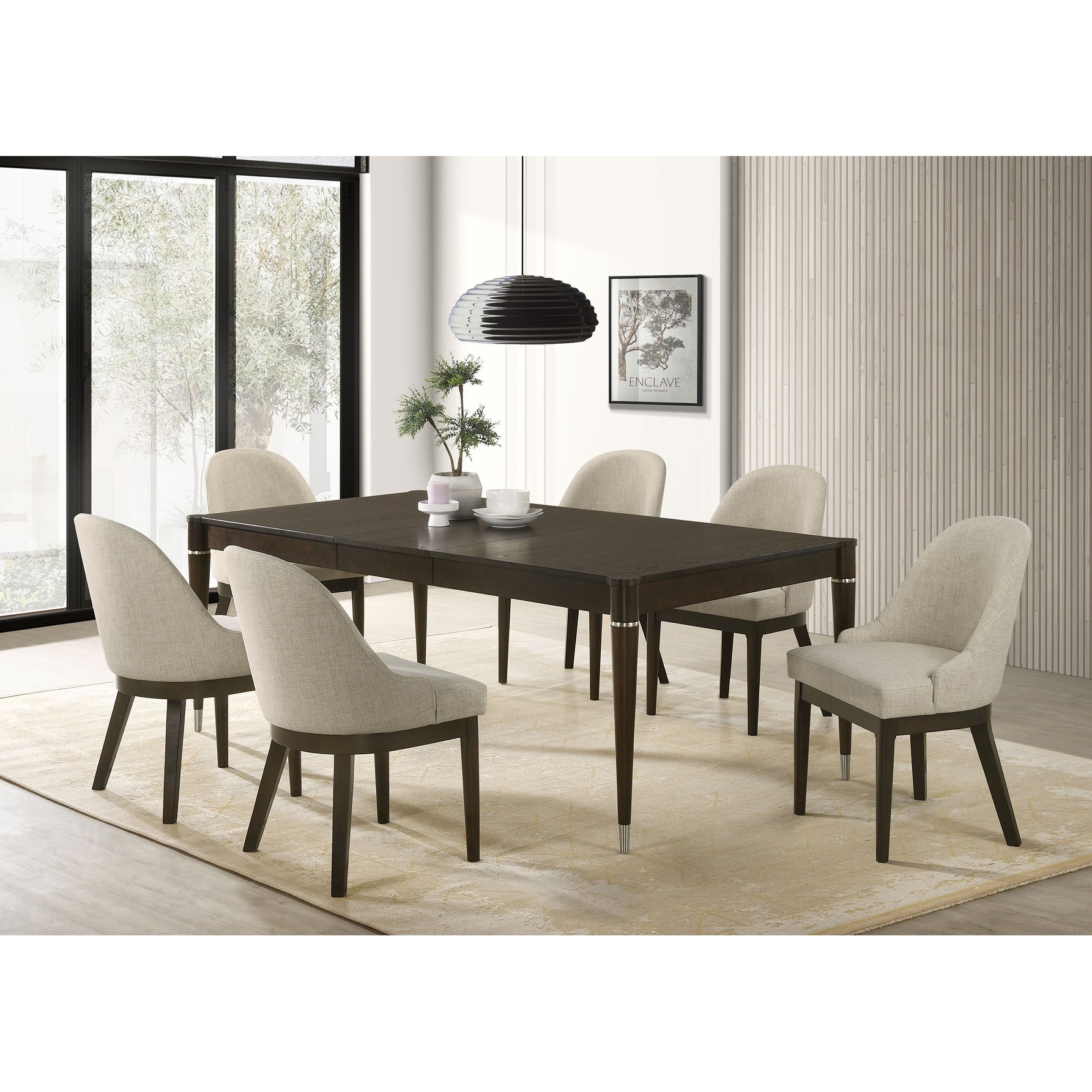 Reseda 7-piece Rectangular Dining Set Ash Brown