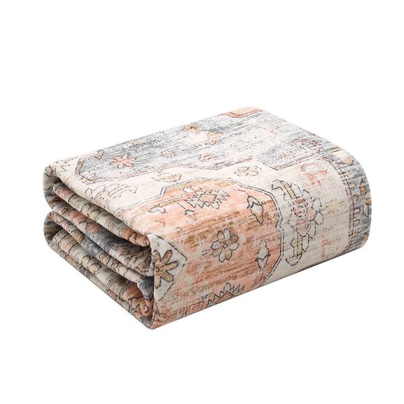 Runner Rug 2x6 Traditional Washable Vintage Medallion Floral Design Area Rug - 2' x 6' Oval