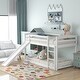 preview thumbnail 5 of 28, Twin Over Twin Solid Wood Bunk Kids Bed Frame with Convertible Slide and Ladder, Safe Design for Bedroom, Easy Assembly, White