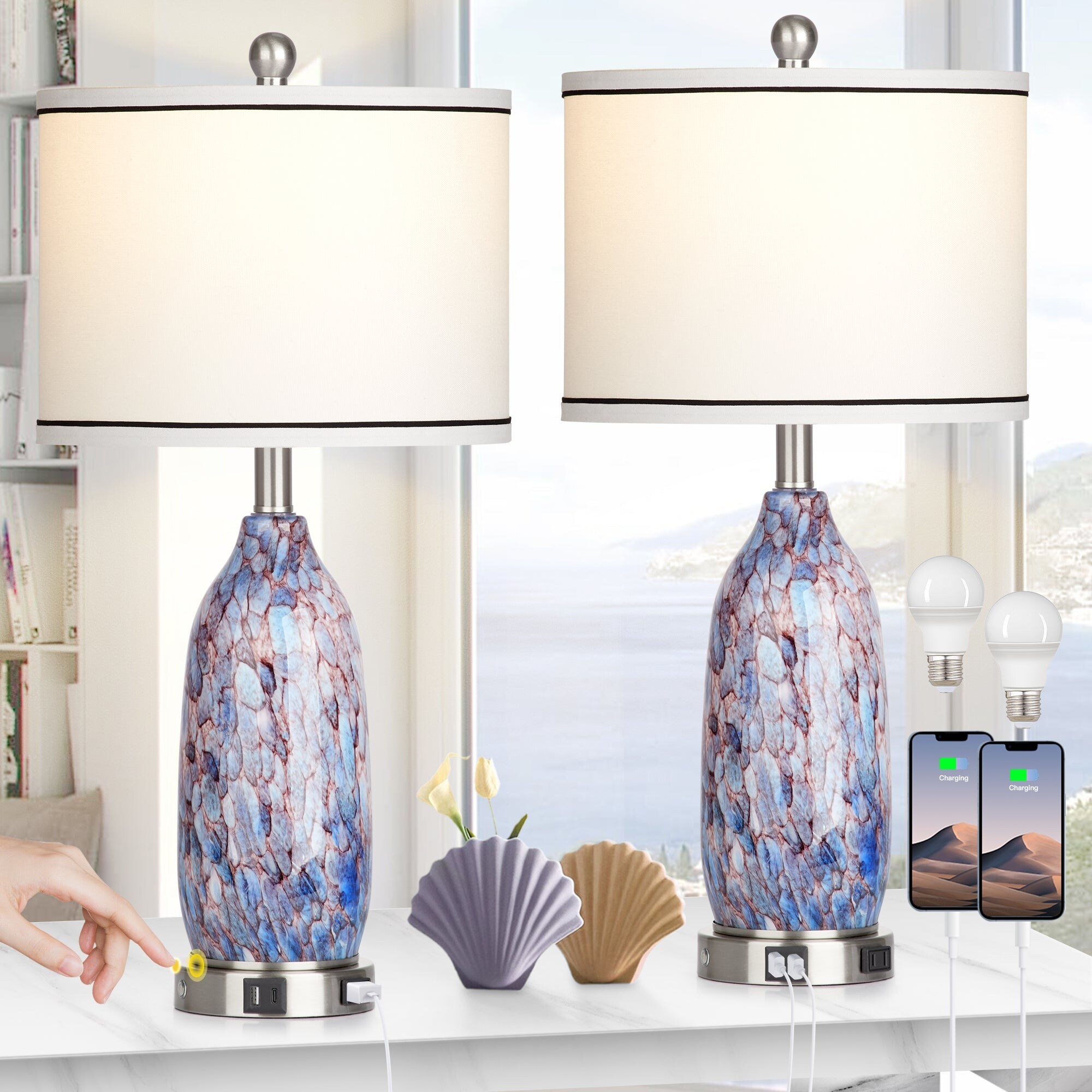 Indigo blue lamps top