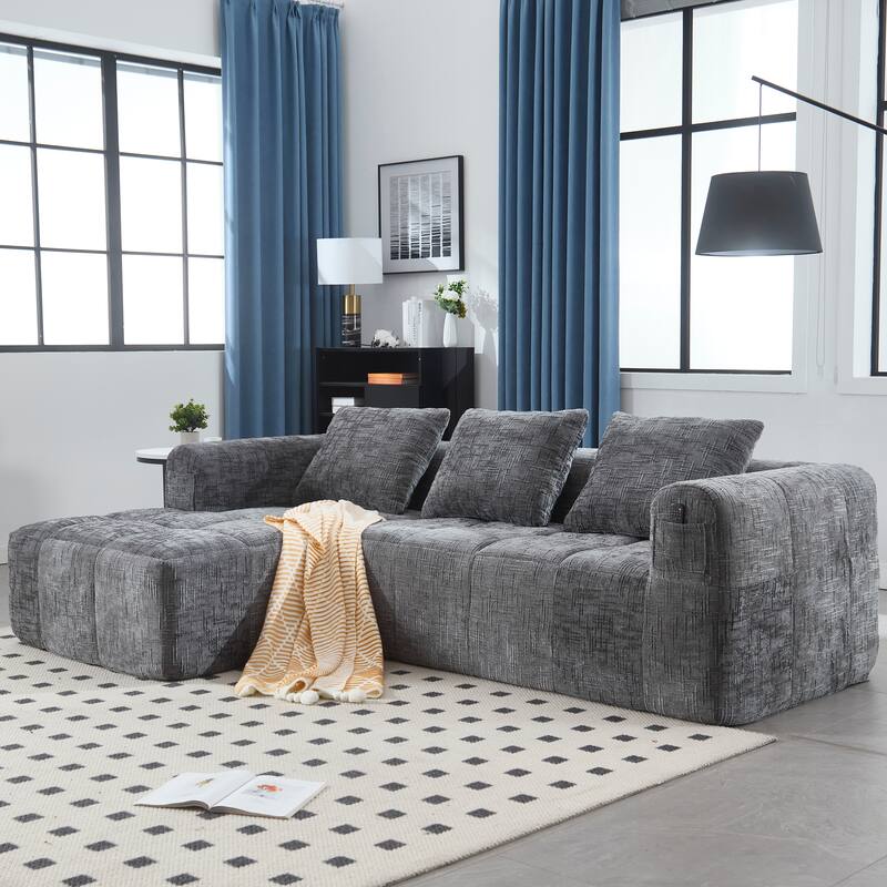 Chenille Fabric Modular L Shaped Sectional Sofa,Free Combination