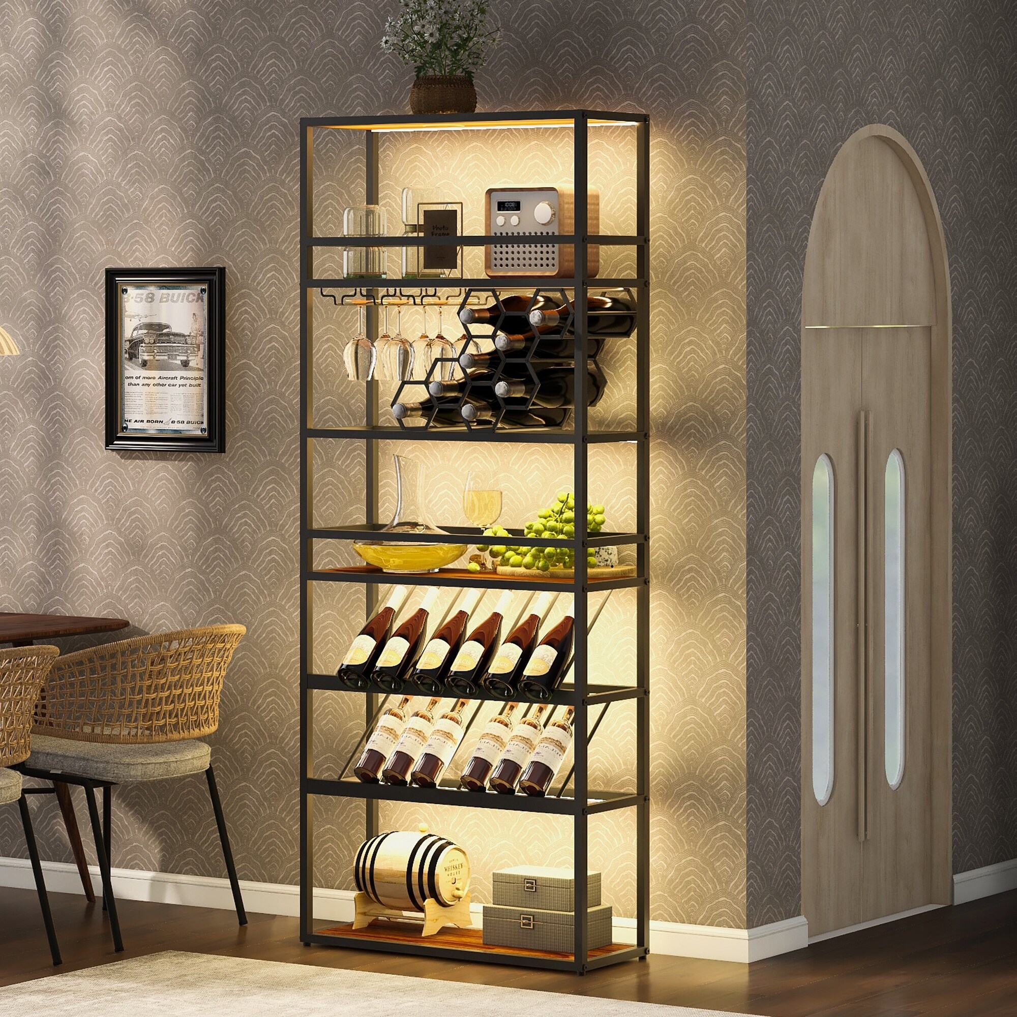 Led wine glass rack shelving hotsell