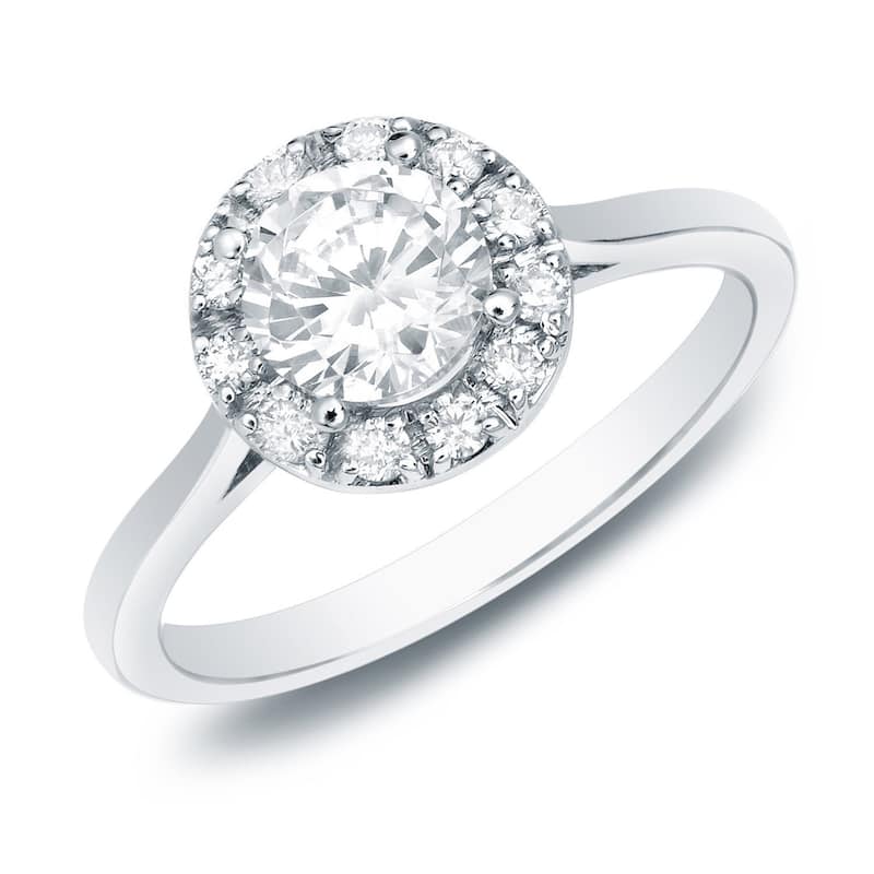 Auriya 14k Gold Round Halo Diamond Engagement Ring 1/2ctw - White - 4