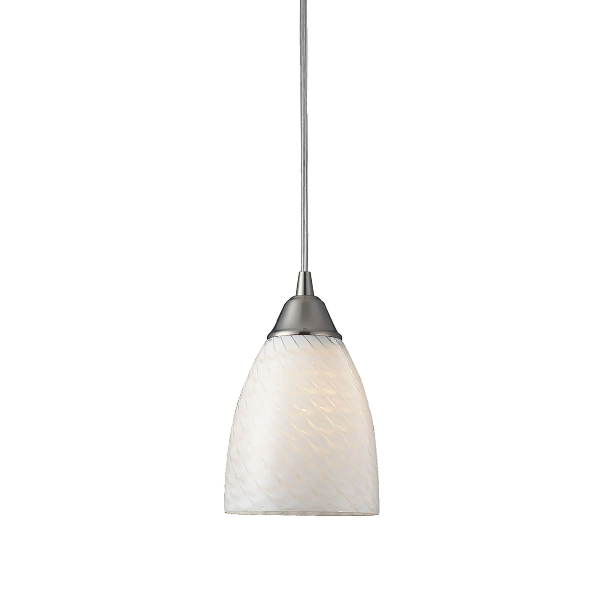 1-Light Hanging Mini Ceiling Pendant Light with Swirl Glass Shade - 8" - Satin Nickel